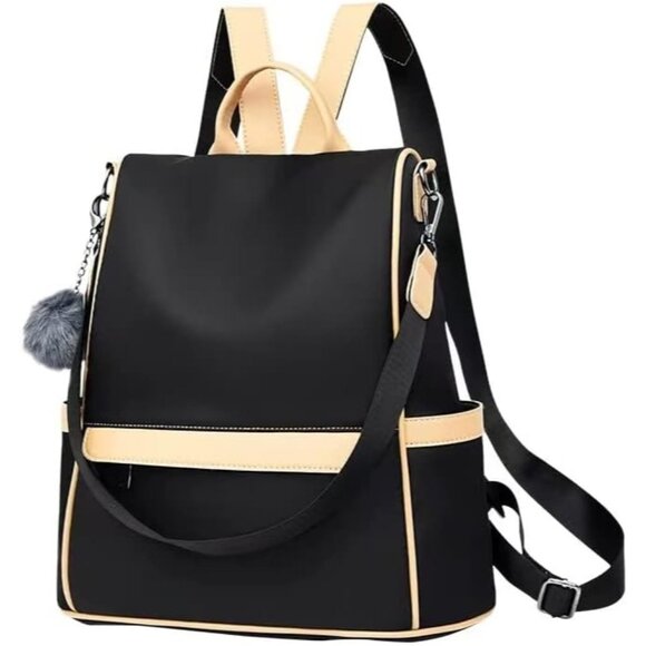 ? Women Black Ladies Backpack Adjustable Straps Fashion Zipper Rather Handbag